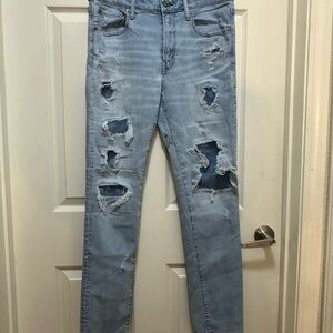 Men’s American Eagle Outfitters Light Blue Distressed Skinny Jeans